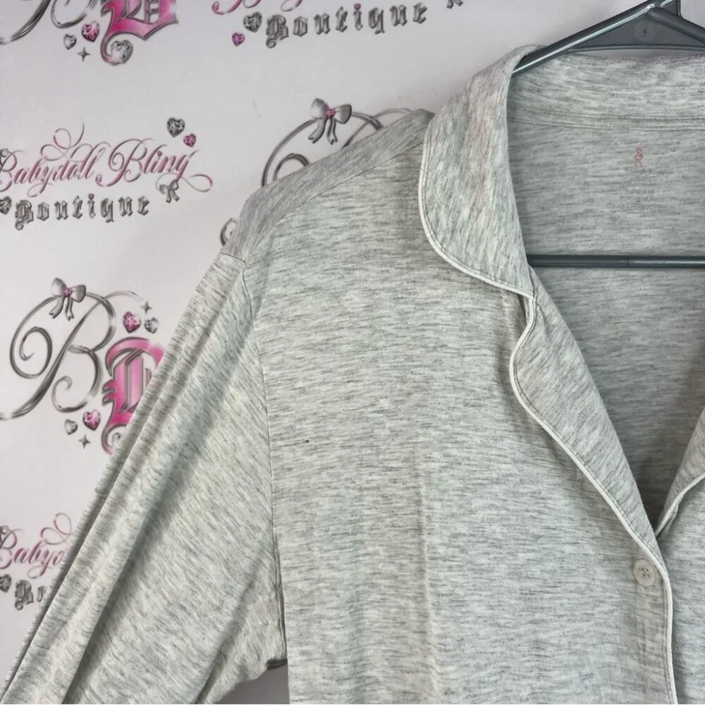 Sioro button down soft long sleeve pocket on front Heather Gray Knitwear
